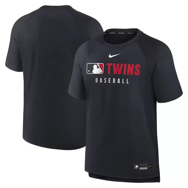 Men's Minnesota Twins Nike Navy Authentic Collection Pregame Raglan Performance T-Shirt