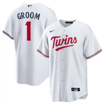 Men's Minnesota Twins Nike White #1 Groom Home Replica Jersey