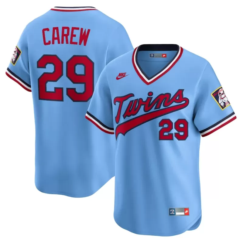 Men's Minnesota Twins Rod Carew Nike Light Blue Throwback Cooperstown Collection Limited Jersey Men's Minnesota Twins Rod Carew Nike Light Blue Throwback Cooperstown Collection Limited Jersey