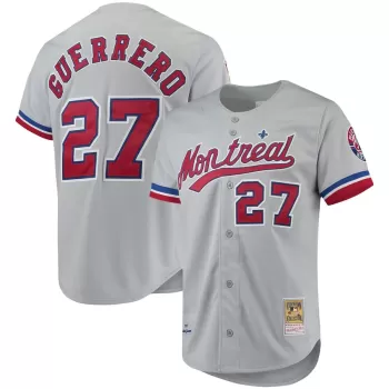 Men's Montreal Expos Vladimir Guerrero Mitchell & Ness Gray Cooperstown Collection Authentic Jersey Men's Montreal Expos Vladimir Guerrero Mitchell & Ness Gray Cooperstown Collection Authentic Jersey