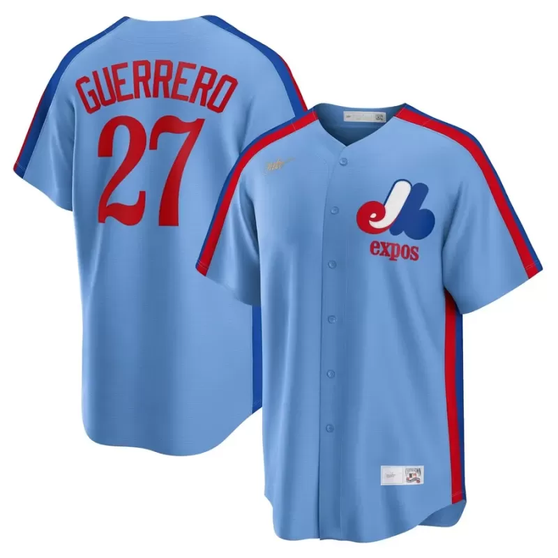 Men's Montreal Expos Vladimir Guerrero Nike Powder Blue Road Cooperstown Collection Player Jersey