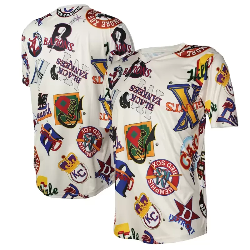 Men's Negro League Baseball Stitches Cream V-Neck Jersey Men's Negro League Baseball Stitches Cream V-Neck Jersey
