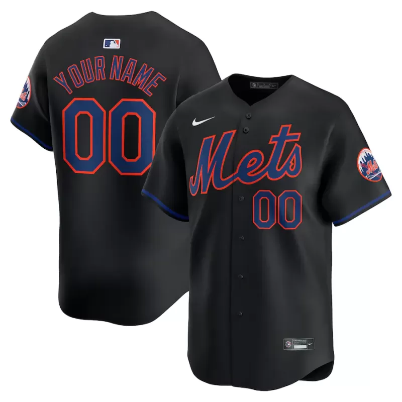 Men's New York Mets Nike Black Alternate Limited Custom Jersey Men's New York Mets Nike Black Alternate Limited Custom Jersey