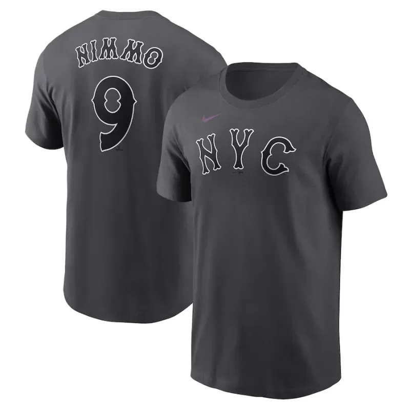 Men's New York Mets Brandon Nimmo Nike Charcoal 2024 City Connect Fuse Name & Number T-Shirt Men's New York Mets Brandon Nimmo Nike Charcoal 2024 City Connect Fuse Name & Number T-Shirt