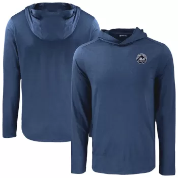 Men's New York Mets Cutter & Buck Navy Coastline Epic Comfort Eco Recycled Hoodie T-Shirt Men's New York Mets Cutter & Buck Navy Coastline Epic Comfort Eco Recycled Hoodie T-Shirt