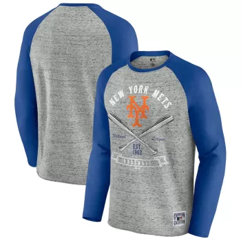 Men's New York Mets Darius Rucker Collection by Fanatics Heather Gray Raw Edge Raglan Long Sleeve Baseball T-Shirt Men's New York Mets Darius Rucker Collection by Fanatics Heather Gray Raw Edge Raglan Long Sleeve Baseball T-Shirt