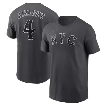 Men's New York Mets Francisco Alvarez Nike Charcoal 2024 City Connect Fuse Name & Number T-Shirt Men's New York Mets Francisco Alvarez Nike Charcoal 2024 City Connect Fuse Name & Number T-Shirt