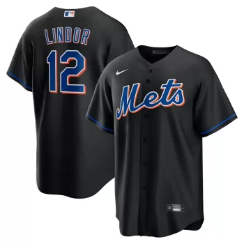 Men's New York Mets Francisco Lindor Nike Black 2022 Alternate Replica Player Jersey Men's New York Mets Francisco Lindor Nike Black 2022 Alternate Replica Player Jersey