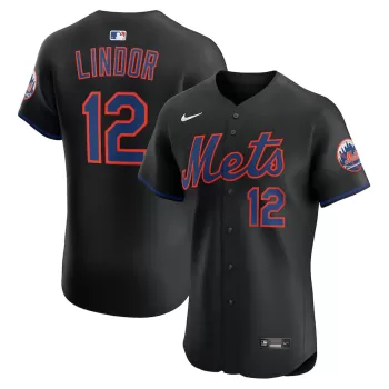 Men's New York Mets Francisco Lindor Nike Black Alternate Elite Jersey Men's New York Mets Francisco Lindor Nike Black Alternate Elite Jersey