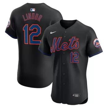 Men's New York Mets Francisco Lindor Nike Black Alternate Elite Player Jersey Men's New York Mets Francisco Lindor Nike Black Alternate Elite Player Jersey