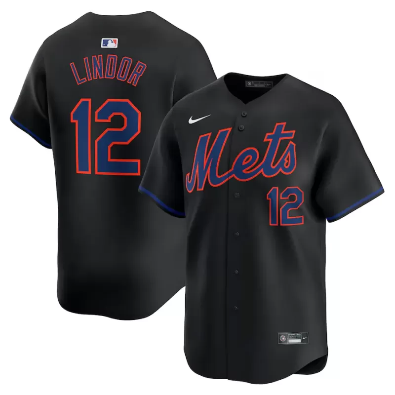 Men's New York Mets Francisco Lindor Nike Black Alternate Limited Player Jersey Men's New York Mets Francisco Lindor Nike Black Alternate Limited Player Jersey