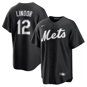 Men's New York Mets Francisco Lindor Nike Black Replica Player Jersey Men's New York Mets Francisco Lindor Nike Black Replica Player Jersey