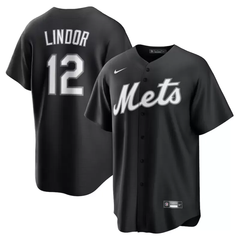 Men's New York Mets Francisco Lindor Nike Black Replica Player Jersey Men's New York Mets Francisco Lindor Nike Black Replica Player Jersey