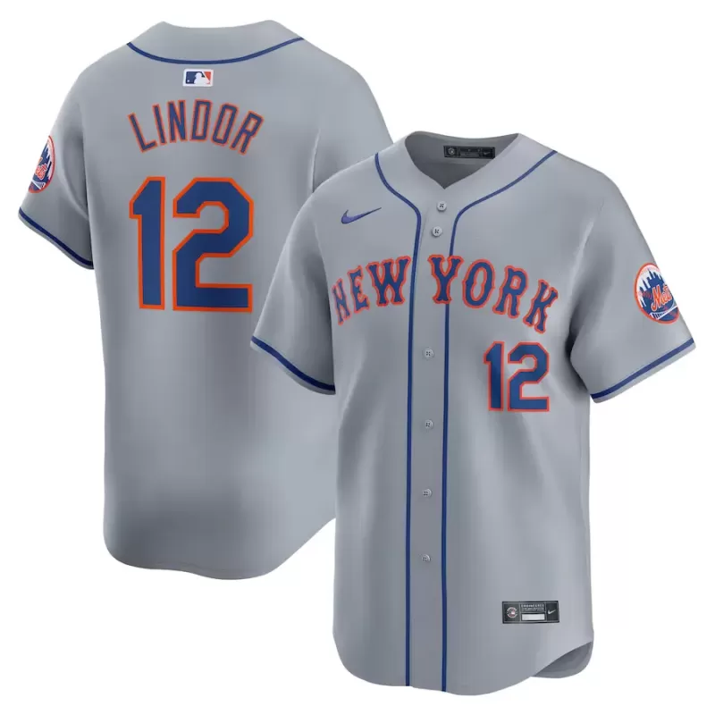 Men's New York Mets Francisco Lindor Nike Gray Away Limited Player Jersey Men's New York Mets Francisco Lindor Nike Gray Away Limited Player Jersey