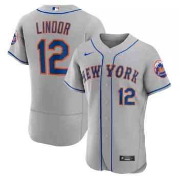 Men's New York Mets Francisco Lindor Nike Gray Road Authentic Player Jersey Men's New York Mets Francisco Lindor Nike Gray Road Authentic Player Jersey