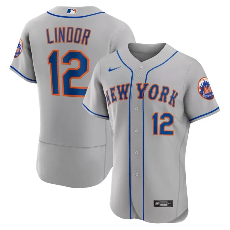 Men's New York Mets Francisco Lindor Nike Gray Road Authentic Player Jersey Men's New York Mets Francisco Lindor Nike Gray Road Authentic Player Jersey