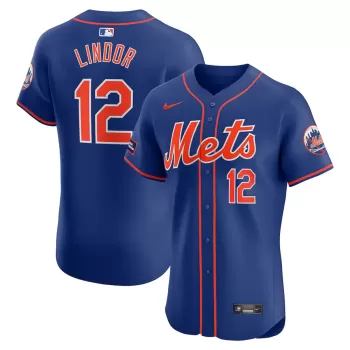 Men's New York Mets Francisco Lindor Nike Royal Alternate Elite Sponsor Patch Player Jersey Men's New York Mets Francisco Lindor Nike Royal Alternate Elite Sponsor Patch Player Jersey