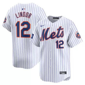 Men's New York Mets Francisco Lindor Nike White 2024 MLB World Tour London Series Home Limited Player Jersey Men's New York Mets Francisco Lindor Nike White 2024 MLB World Tour London Series Home Limited Player Jersey
