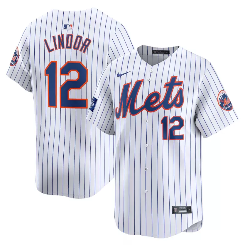 Men's New York Mets Francisco Lindor Nike White 2024 MLB World Tour London Series Home Limited Player Jersey Men's New York Mets Francisco Lindor Nike White 2024 MLB World Tour London Series Home Limited Player Jersey