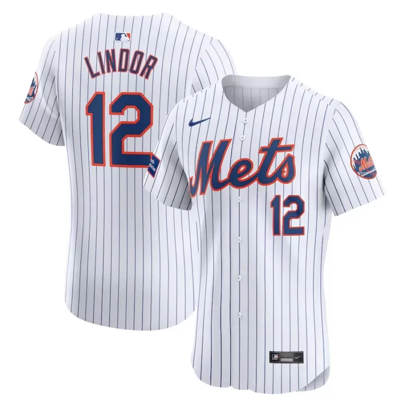 Men's New York Mets Francisco Lindor Nike White Home Elite Sponsor Patch Player Jersey Men's New York Mets Francisco Lindor Nike White Home Elite Sponsor Patch Player Jersey