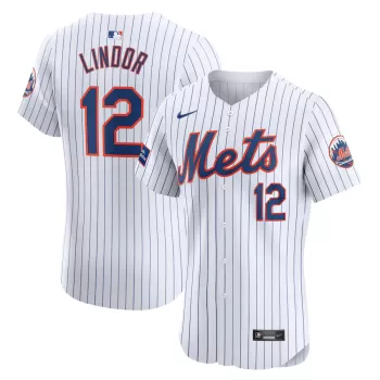 Men's New York Mets Francisco Lindor Nike White Home Elite Sponsor Patch Player Jersey Men's New York Mets Francisco Lindor Nike White Home Elite Sponsor Patch Player Jersey