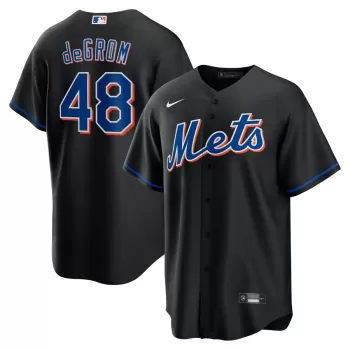 Men's New York Mets Jacob deGrom Nike Black 2022 Alternate Replica Player Jersey Men's New York Mets Jacob deGrom Nike Black 2022 Alternate Replica Player Jersey