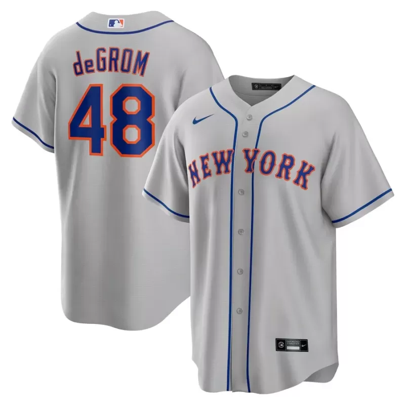 Men's New York Mets Jacob deGrom Nike Gray Road Replica Player Name Jersey Men's New York Mets Jacob deGrom Nike Gray Road Replica Player Name Jersey