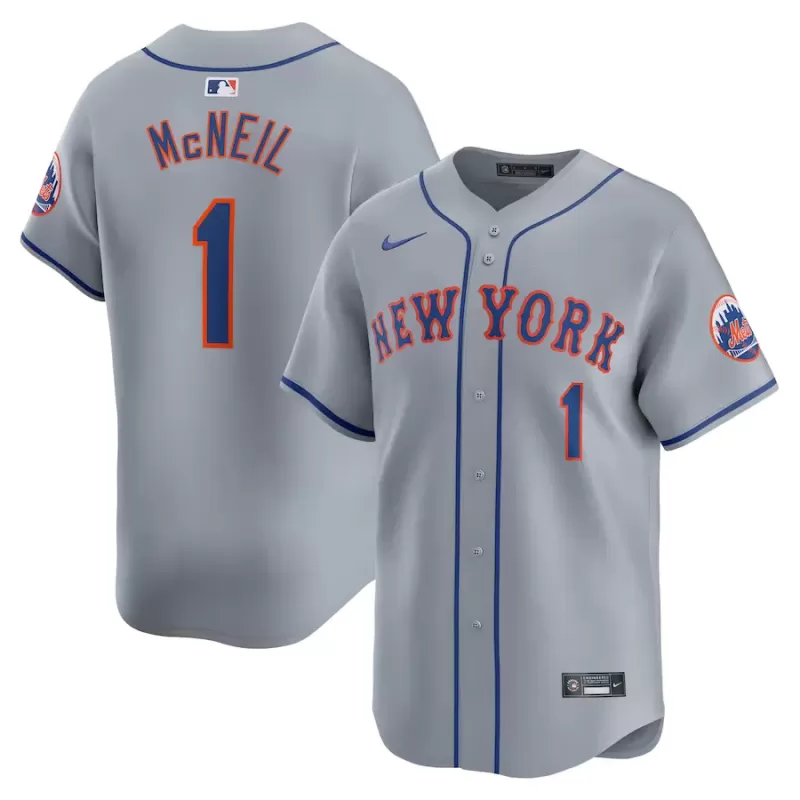Men's New York Mets Jeff McNeil Nike Gray Away Limited Player Jersey Men's New York Mets Jeff McNeil Nike Gray Away Limited Player Jersey
