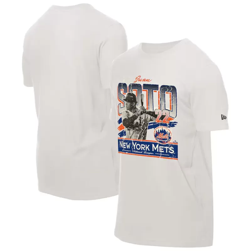 Men's New York Mets Juan Soto New Era Cream Batter Up T-Shirt Men's New York Mets Juan Soto New Era Cream Batter Up T-Shirt