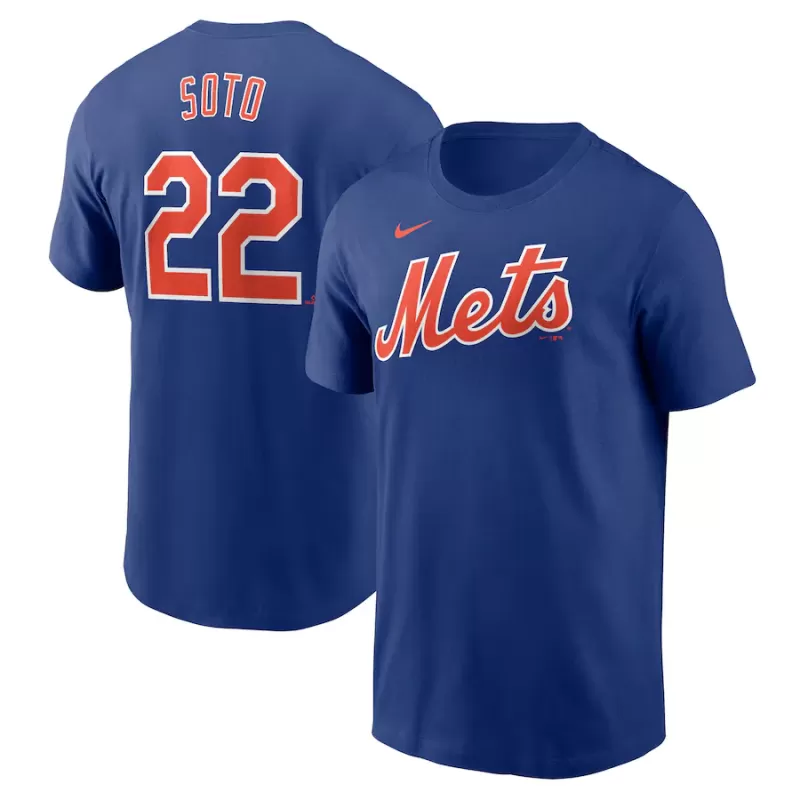 Men's New York Mets Juan Soto Nike Royal Fuse Name & Number T-Shirt Men's New York Mets Juan Soto Nike Royal Fuse Name & Number T-Shirt