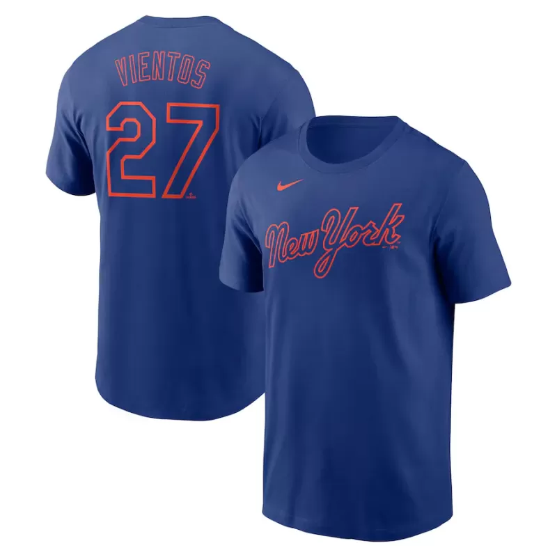 Men's New York Mets Mark Vientos Nike Royal Fuse Name & Number T-Shirt Men's New York Mets Mark Vientos Nike Royal Fuse Name & Number T-Shirt