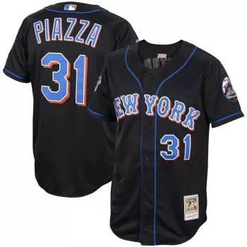 Men's New York Mets Mike Piazza Mitchell & Ness Black Alternate 2000 Cooperstown Collection Authentic Jersey Men's New York Mets Mike Piazza Mitchell & Ness Black Alternate 2000 Cooperstown Collection Authentic Jersey
