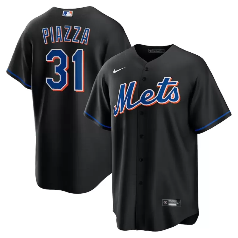 Men's New York Mets Mike Piazza Nike Black 2022 Alternate Replica Player Jersey Men's New York Mets Mike Piazza Nike Black 2022 Alternate Replica Player Jersey