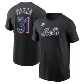 Men's New York Mets Mike Piazza Nike Black Fuse Name & Number T-Shirt
