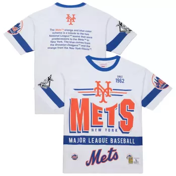 Men's New York Mets Mitchell & Ness White Cooperstown Collection Team Origins Premium T-Shirt Men's New York Mets Mitchell & Ness White Cooperstown Collection Team Origins Premium T-Shirt
