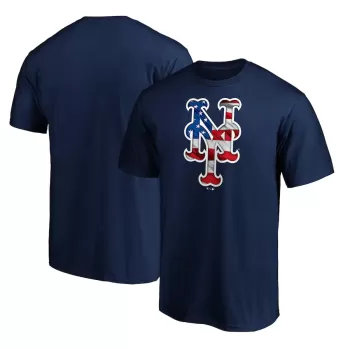 Men's New York Mets Navy Team Banner Wave T-Shirt Men's New York Mets Navy Team Banner Wave T-Shirt