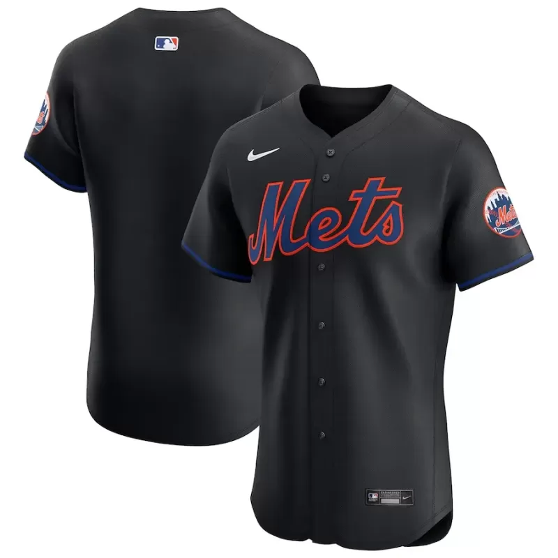 Men's New York Mets Nike Black Alternate Vapor Premier Elite Patch Jersey Men's New York Mets Nike Black Alternate Vapor Premier Elite Patch Jersey