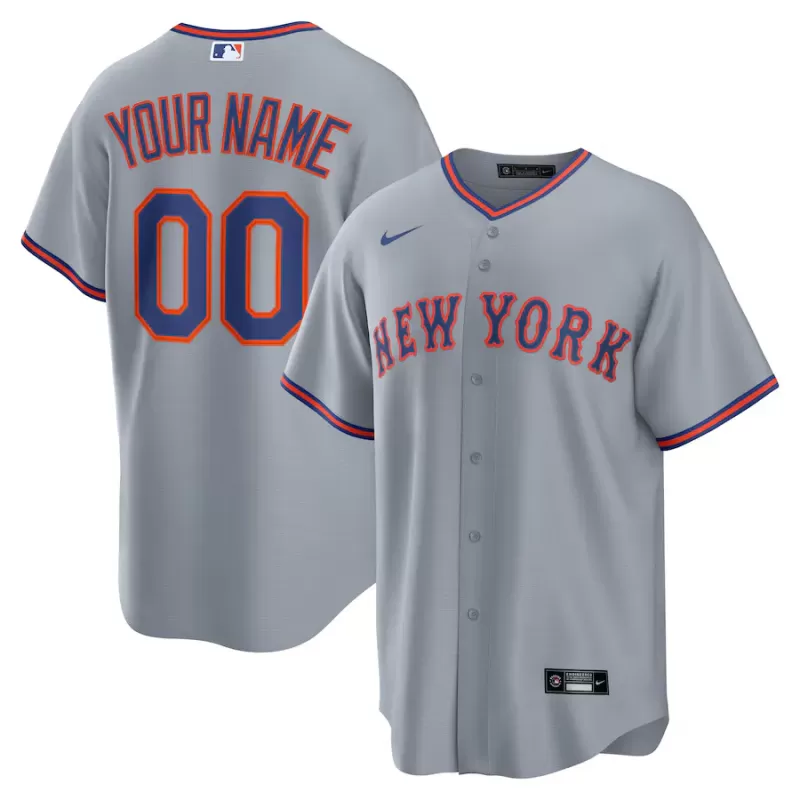 Men's New York Mets Nike Gray Away Custom Replica 2.0 Jersey Men's New York Mets Nike Gray Away Custom Replica 2.0 Jersey