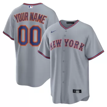 Men's New York Mets Nike Gray Road Custom Replica Jersey Men's New York Mets Nike Gray Road Custom Replica Jersey