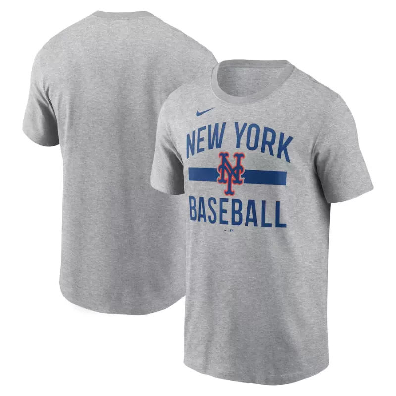 Men's New York Mets Nike Heather Gray Arched T-Shirt Men's New York Mets Nike Heather Gray Arched T-Shirt