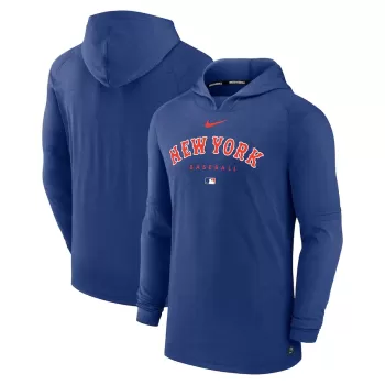 Men's New York Mets Nike Heather Royal Authentic Collection Early Work Tri-Blend Performance Pullover Hoodie Men's New York Mets Nike Heather Royal Authentic Collection Early Work Tri-Blend Performance Pullover Hoodie