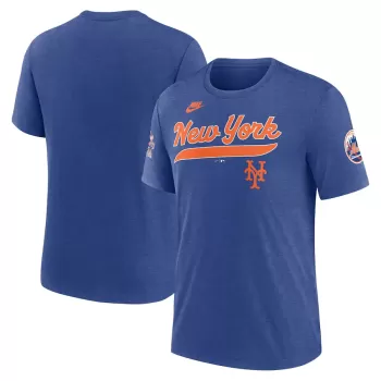 Men's New York Mets Nike Heather Royal Cooperstown Collection Eras Tri-Blend T-Shirt Men's New York Mets Nike Heather Royal Cooperstown Collection Eras Tri-Blend T-Shirt