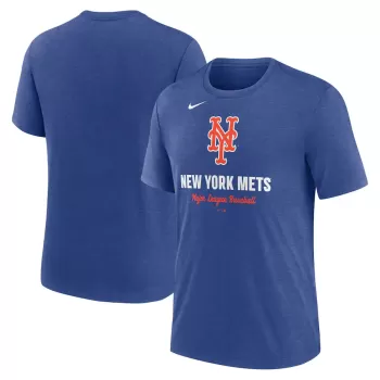 Men's New York Mets Nike Heather Royal Logo Tri-Blend T-Shirt Men's New York Mets Nike Heather Royal Logo Tri-Blend T-Shirt