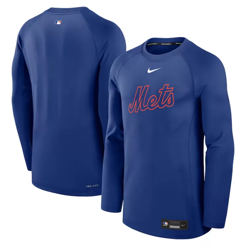 Men's New York Mets Nike Royal Authentic Collection Game Time Raglan Performance Long Sleeve T-Shirt Men's New York Mets Nike Royal Authentic Collection Game Time Raglan Performance Long Sleeve T-Shirt
