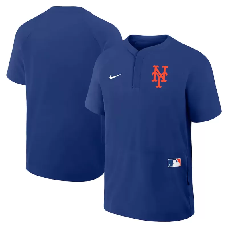 Men's New York Mets Nike Royal Authentic Collection Raglan Short Sleeve Windshirt