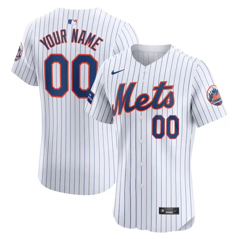 Men's New York Mets Nike White Home Elite Custom Patch Jersey Men's New York Mets Nike White Home Elite Custom Patch Jersey