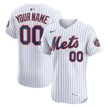 Men's New York Mets Nike White Home Elite Sponsor Patch Custom Jersey Men's New York Mets Nike White Home Elite Sponsor Patch Custom Jersey