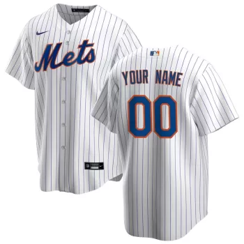 Men's New York Mets Nike White Home Replica Custom Jersey Men's New York Mets Nike White Home Replica Custom Jersey