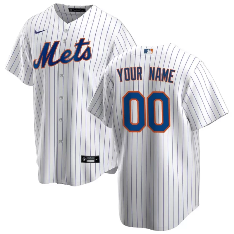 Men's New York Mets Nike White Home Replica Custom Jersey Men's New York Mets Nike White Home Replica Custom Jersey