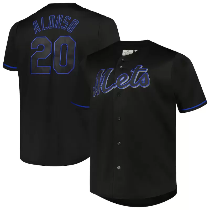 Men's New York Mets Pete Alonso Black Big & Tall Pop Fashion Jersey Men's New York Mets Pete Alonso Black Big & Tall Pop Fashion Jersey